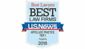 Best Lawyers | Best Law Firms | U.S.News & World Report | Appellate Practice Tier 1 | Tampa 2018